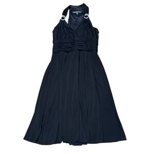 Y2K Vintage Jones Wear 8 Black Halter Cocktail Dress Glam Rhinestone Party